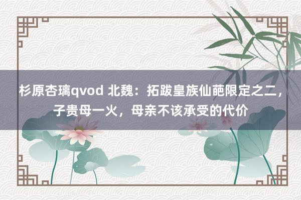 杉原杏璃qvod 北魏：拓跋皇族仙葩限定之二，子贵母一火，母亲不该承受的代价