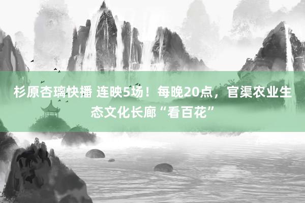 杉原杏璃快播 连映5场！每晚20点，官渠农业生态文化长廊“看百花”