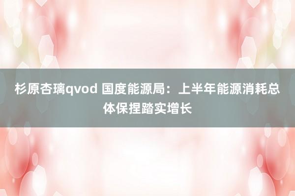 杉原杏璃qvod 国度能源局：上半年能源消耗总体保捏踏实增长