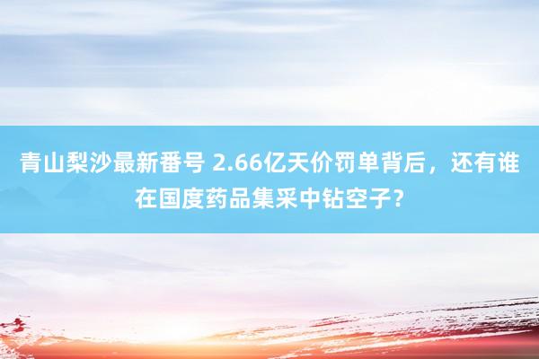 青山梨沙最新番号 2.66亿天价罚单背后，还有谁在国度药品集采中钻空子？