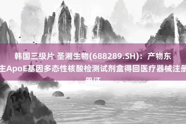 韩国三级片 圣湘生物(688289.SH)：产物东谈主ApoE基因多态性核酸检测试剂盒得回医疗器械注册证