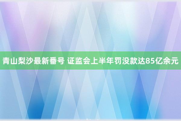 青山梨沙最新番号 证监会上半年罚没款达85亿余元