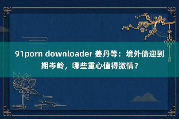 91porn downloader 姜丹等：境外债迎到期岑岭，哪些重心值得激情？