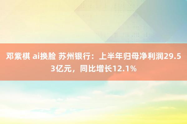 邓紫棋 ai换脸 苏州银行：上半年归母净利润29.53亿元，同比增长12.1%