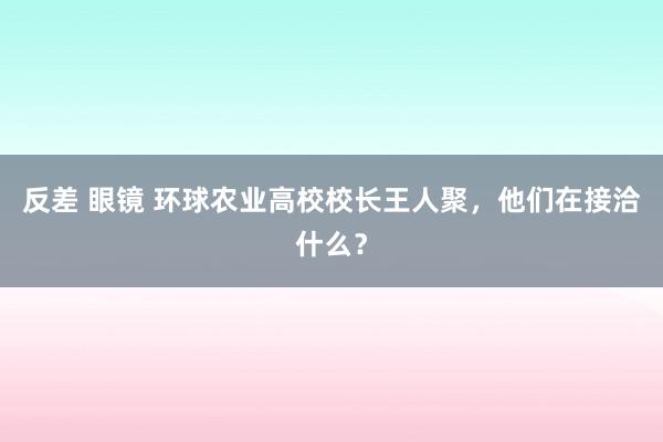 反差 眼镜 环球农业高校校长王人聚，他们在接洽什么？